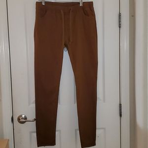 Brown Drawstring Skinny Pants